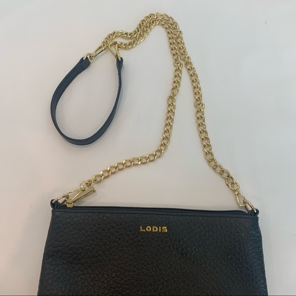 LODIS Emily Crossbody bag five in one convertible black leather with chain strap - Picture 3 of 11